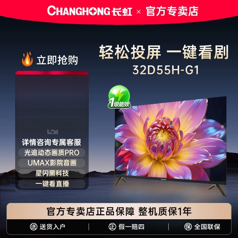 长虹32英寸D55H-G1 高清电视老人卧室家官方正品监控